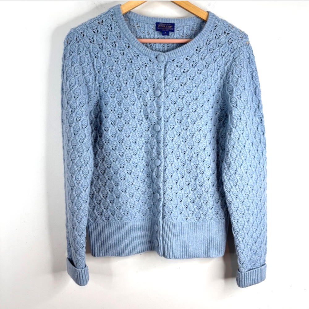 Pendleton Light Blue Knit Cardigan Sweater - Picture 10 of 10